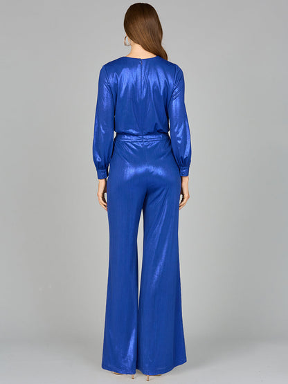 Metallic Shimmer Jumpsuit with Pockets - OUTLET by Lara New York
