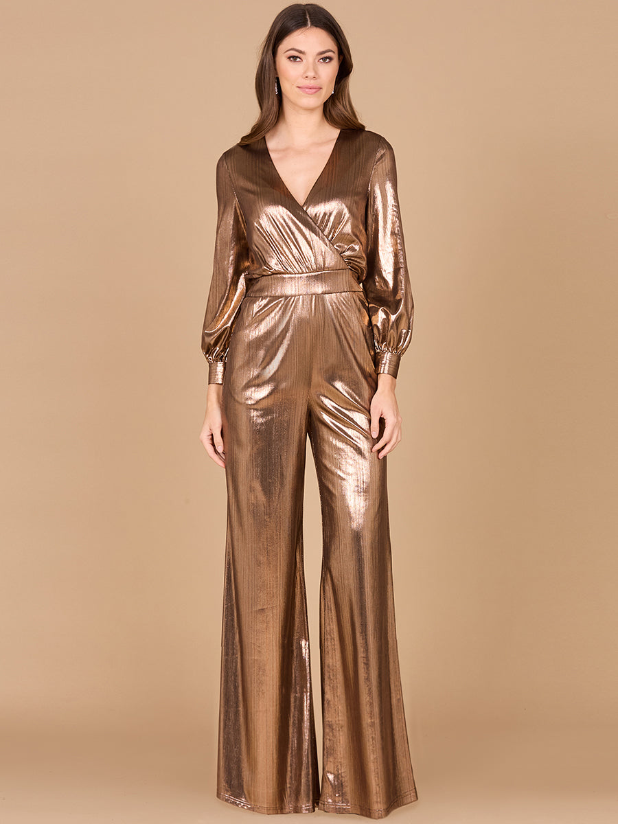 Metallic Shimmer Jumpsuit with Pockets - OUTLET by Lara New York