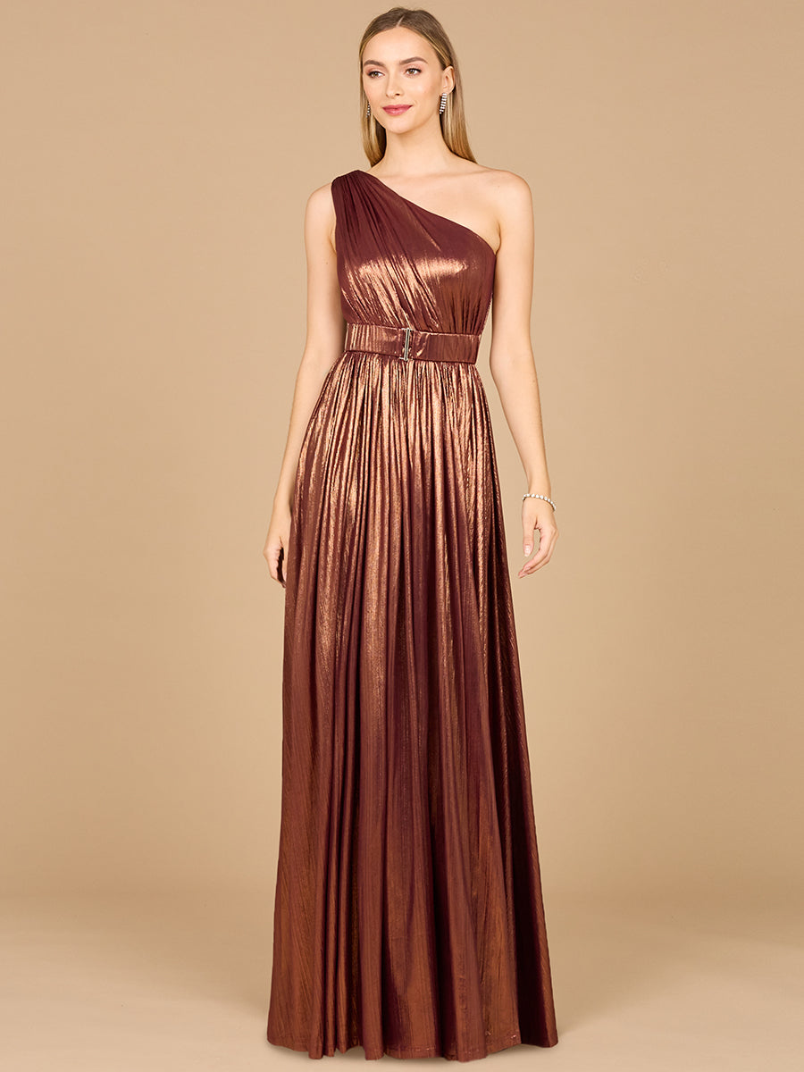 One Shoulder Metallic Dress - OUTLET by Lara New York