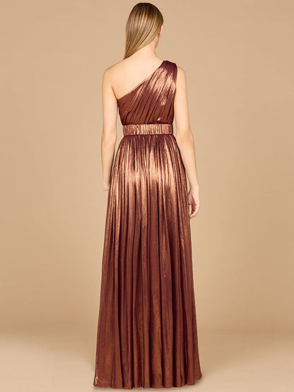One Shoulder Metallic Dress - OUTLET by Lara New York