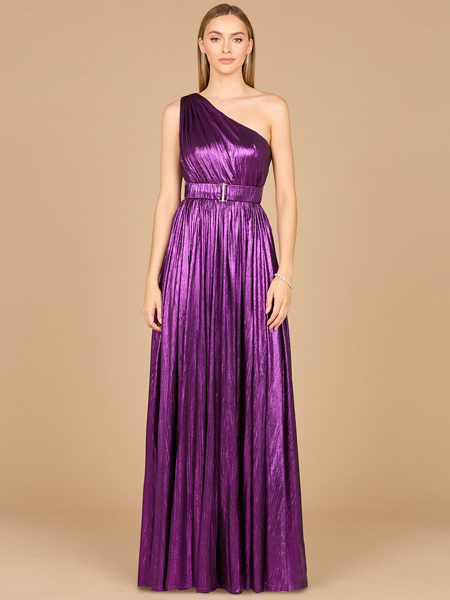 One Shoulder Metallic Dress - OUTLET by Lara New York