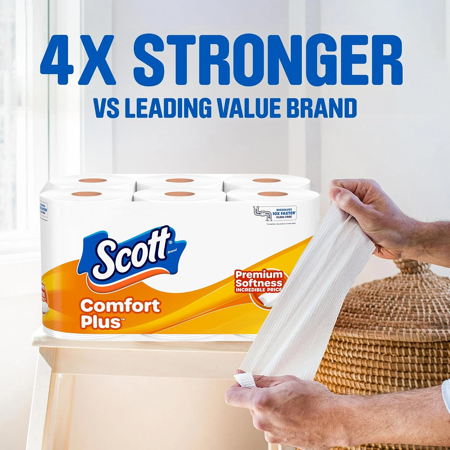 Scott ComfortPlus Toilet Paper, 6 Mega Rolls, 310 Sheets per Roll, Septic-Safe, 1-Ply Toilet Tissue  DestGlow