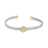 18K Yellow Gold Plated .925 Sterling Silver Diamond Accent and Fleur Di Lis Medallion Bangle Bracelet (I-J Color, SI1-SI2 Clarity) - 7.25 Inches by Bids.com