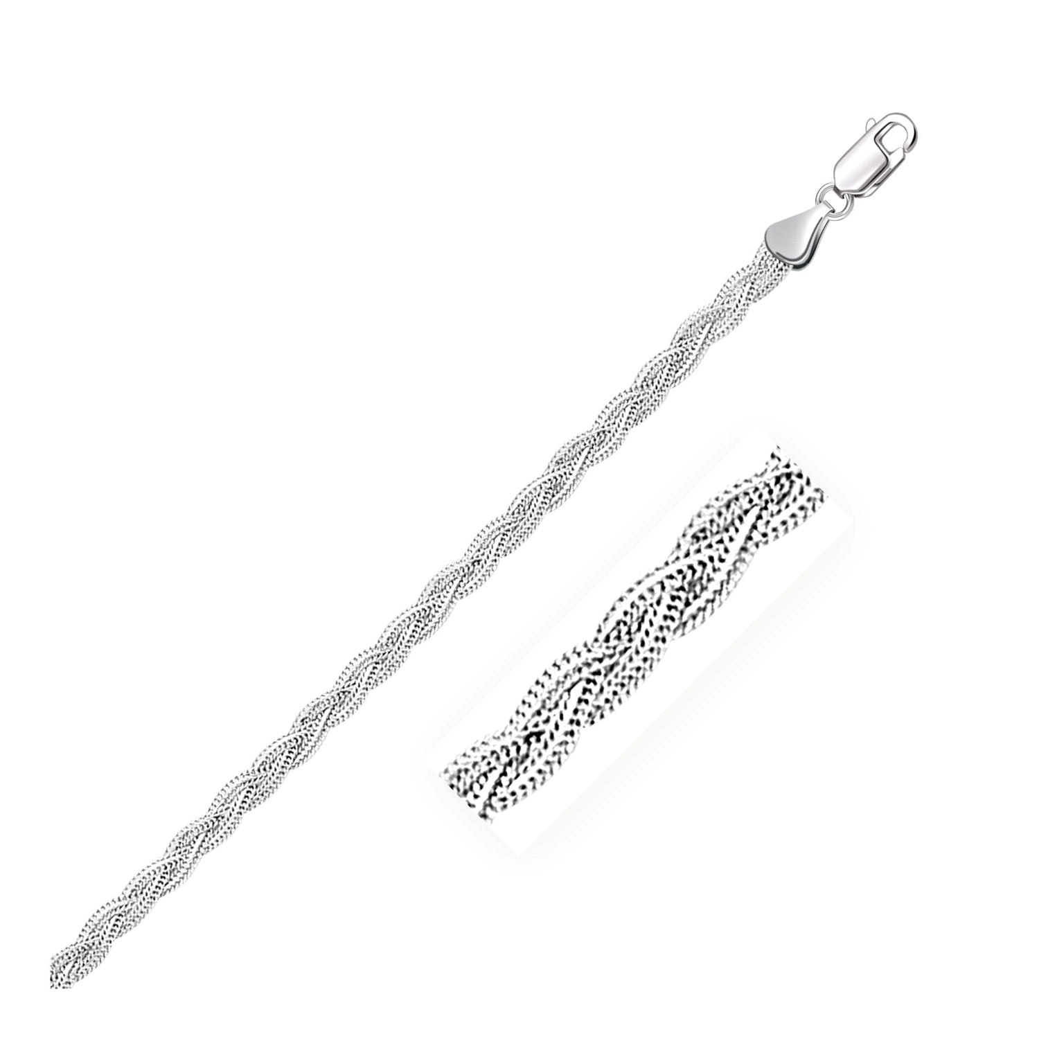 3.5mm 14k White Braided Foxtail Anklet by Bids.com