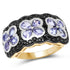 14K Yellow Gold Plated 2.60 Carat Genuine Tanzanite and Black Spinel .925 Sterling Silver Ring by Bids.com