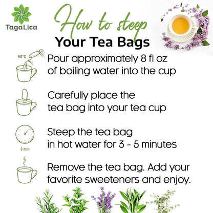 Lemongrass Tea Bags, 100% Natural &amp; Pure Lemongrass leaves, Eco-Conscious Tea Bags, Lemongrass Herbal Tea. Lemongrass Leaf Tea. No Sugar, No Caffeine, No Gluten, Vegan.