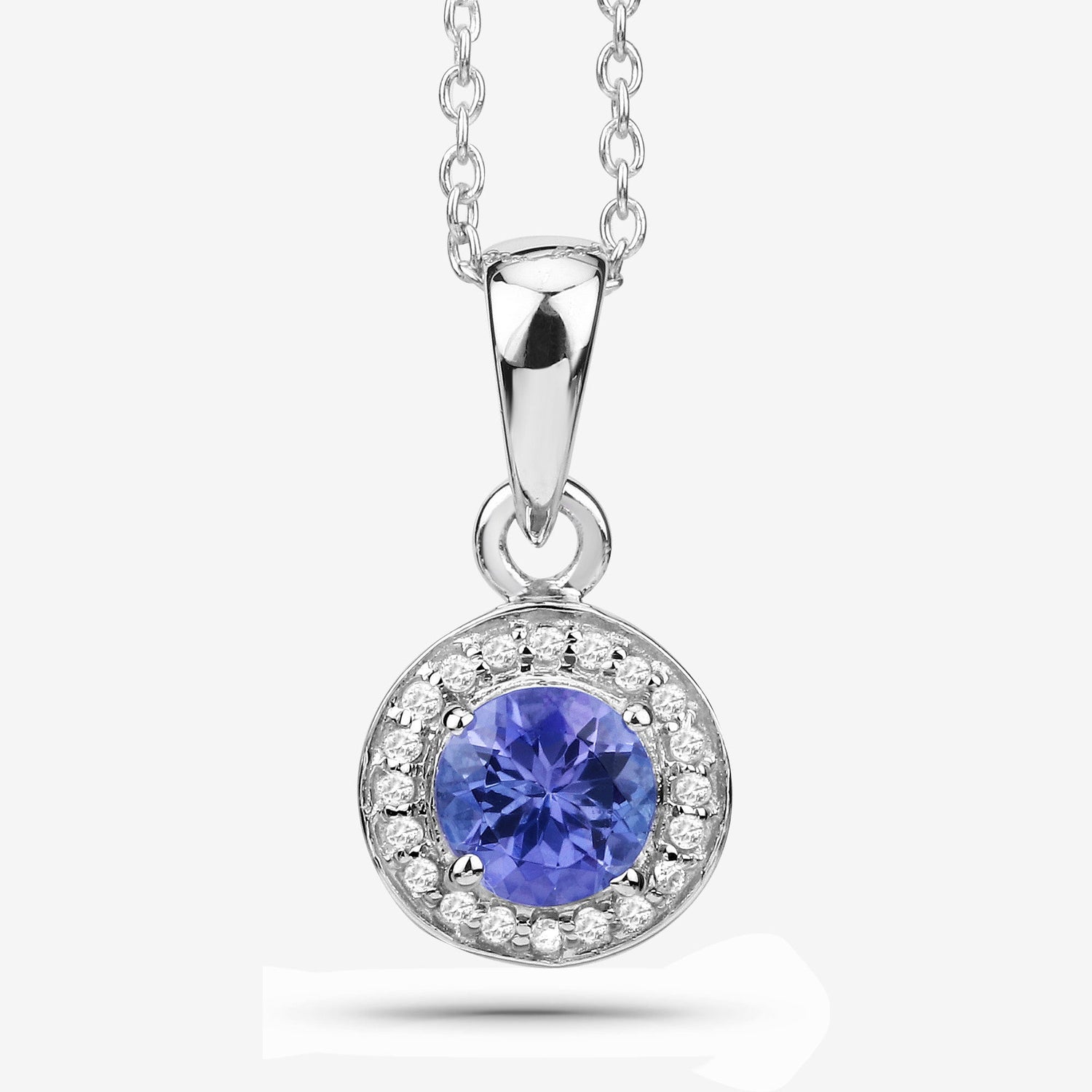 1.05 Carat Genuine Tanzanite and White Topaz .925 Sterling Silver Pendant by Bids.com