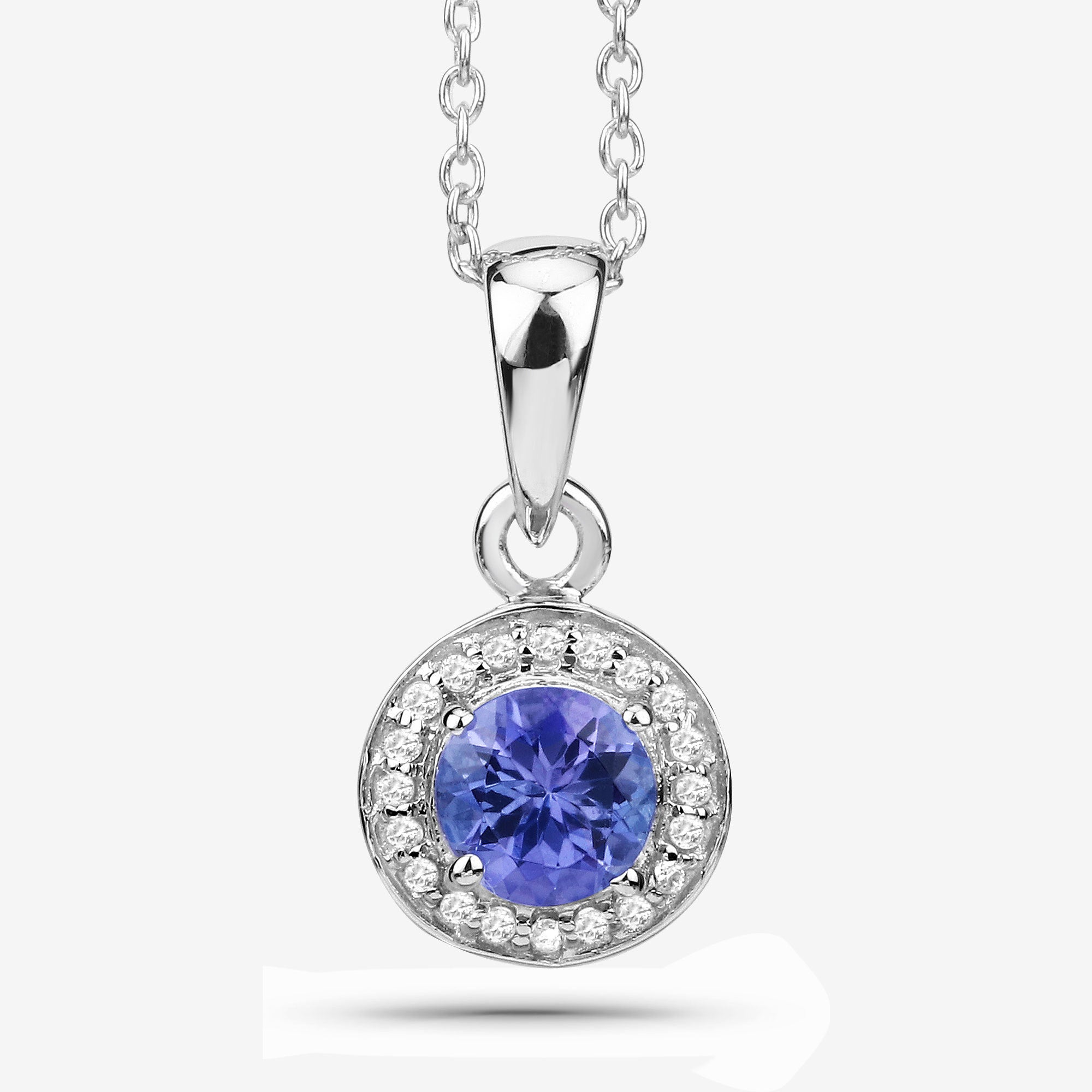 1.05 Carat Genuine Tanzanite and White Topaz .925 Sterling Silver Pendant by Bids.com