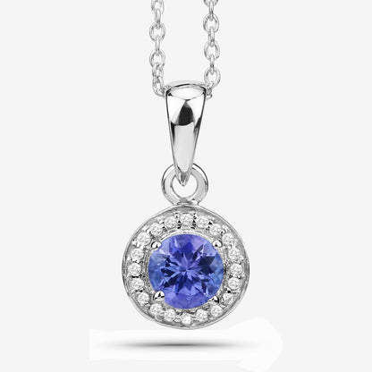 1.05 Carat Genuine Tanzanite and White Topaz .925 Sterling Silver Pendant by Bids.com