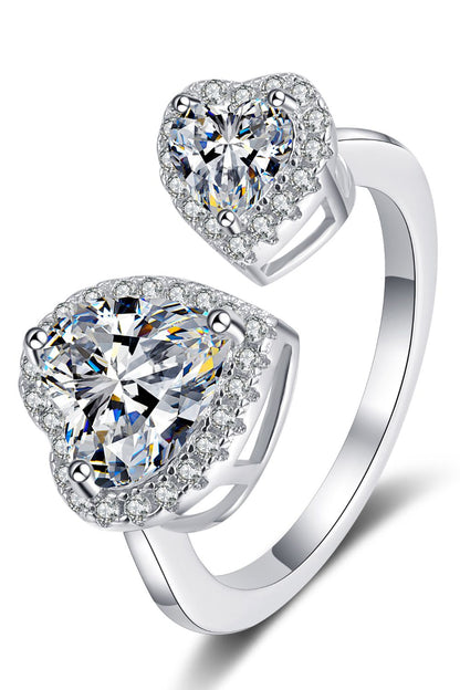 Sparkala™ Open Double Heart Ring (Platinum Over Pure Sterling Silver) by Sparkala
