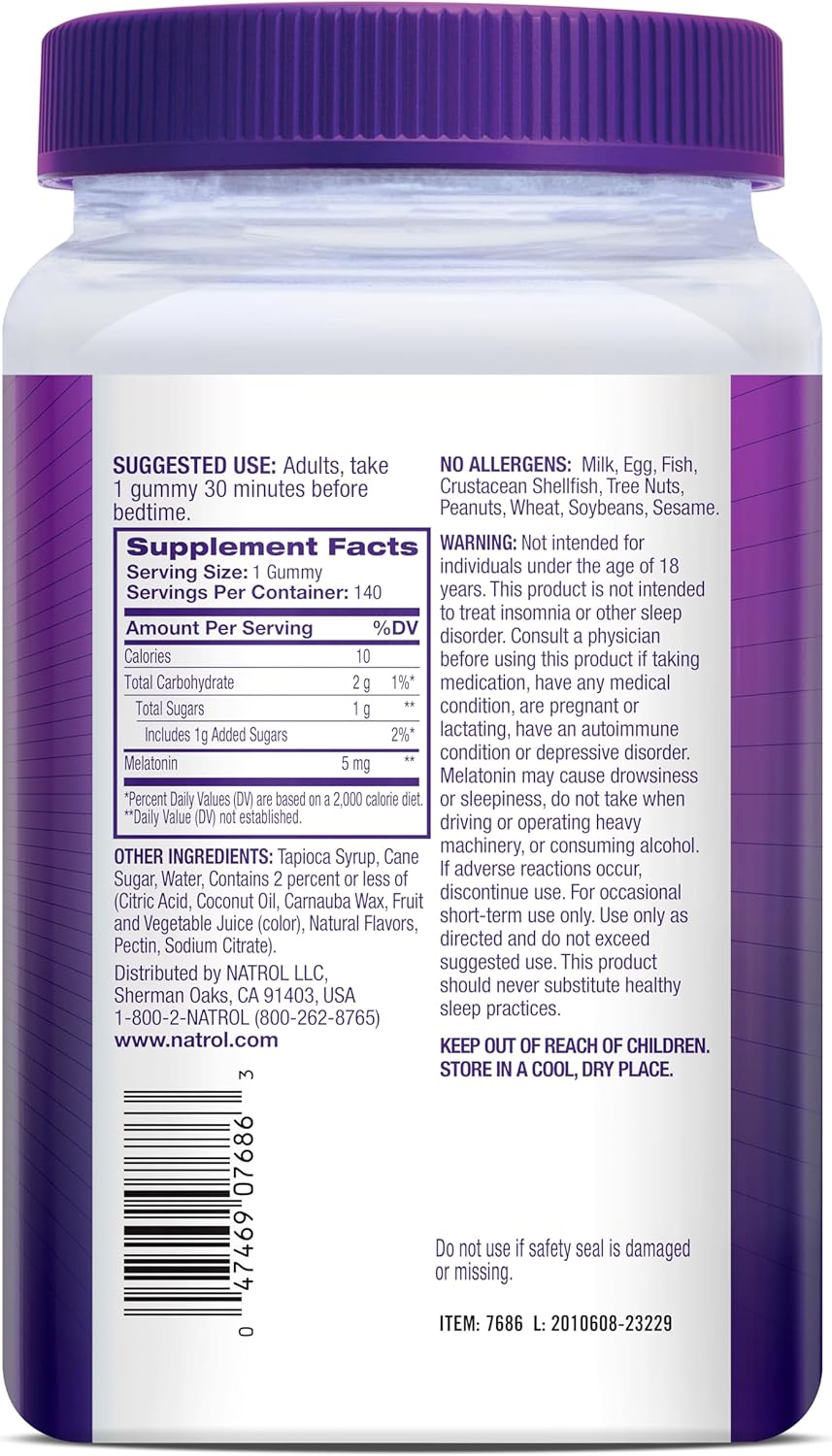 Natrol Melatonin 5mg Sleep Support Gummies – Strawberry Flavor – 140ct by Top Vita Shop
