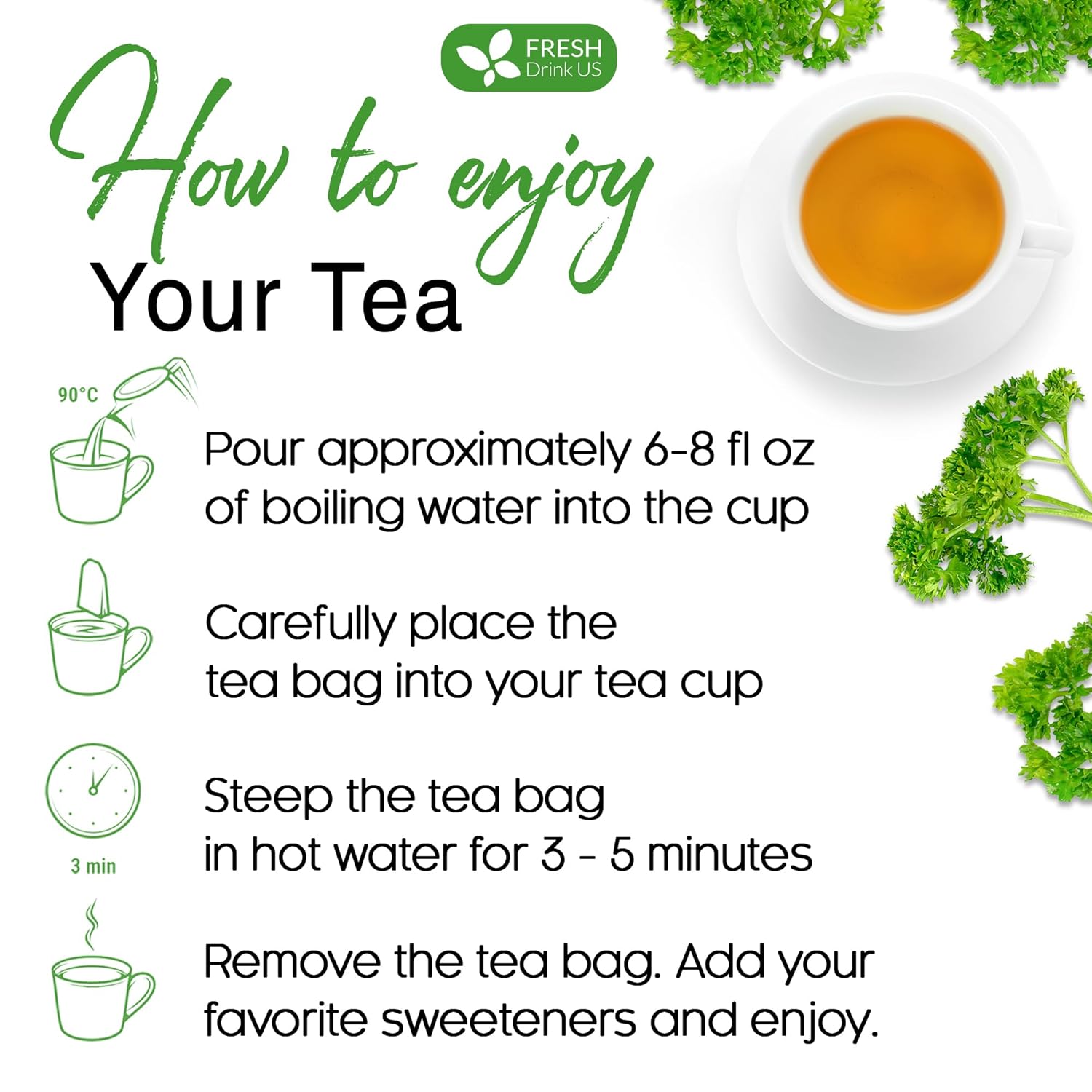 Premium Parsley Leaf Tea Bags, 100% Natural &amp; Pure from Parsley Leaves. by FreshDrinkUS - Natural and Premium Herbal Tea