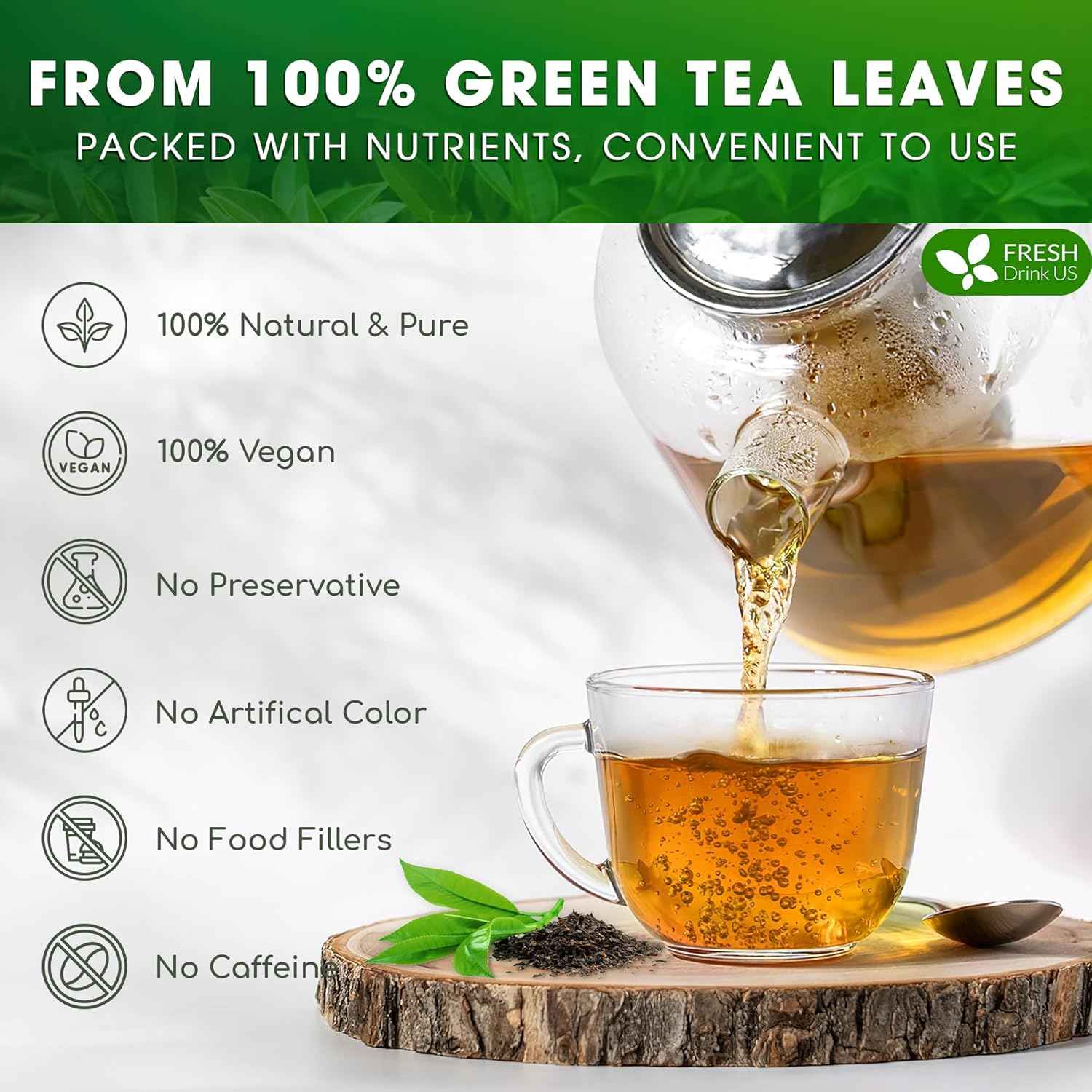 Premium Green Tea Bags, 100% Natural &amp; Pure from Green Tea. Green Herbal Tea. No Sugar, No Gluten, Vegan