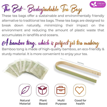 Premium Chamomile Lavender Tea Bags, Eco-conscious Tea Bags. No Sugar, No Caffeine, No Gluten, Vegan.