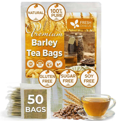 Premium Barley Tea Bags, 100% Natural &amp; Pure from Barley. Loose Barey Herbal Tea. No Sugar, No Caffeine, No Gluten, Vegan.