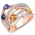 1.51 Carat Genuine Multi Sapphire .925 Sterling Silver Ring  DestGlow
