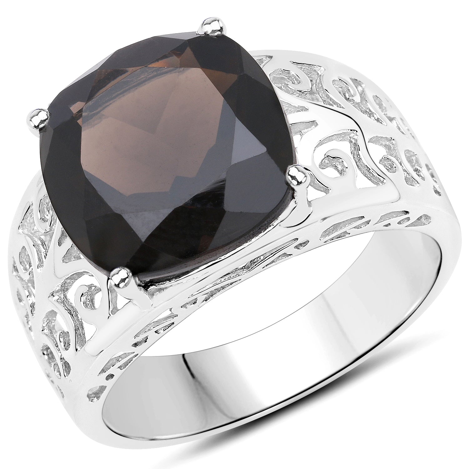 7.09 Carat Genuine Smoky Quartz .925 Sterling Silver Ring by Bids.com