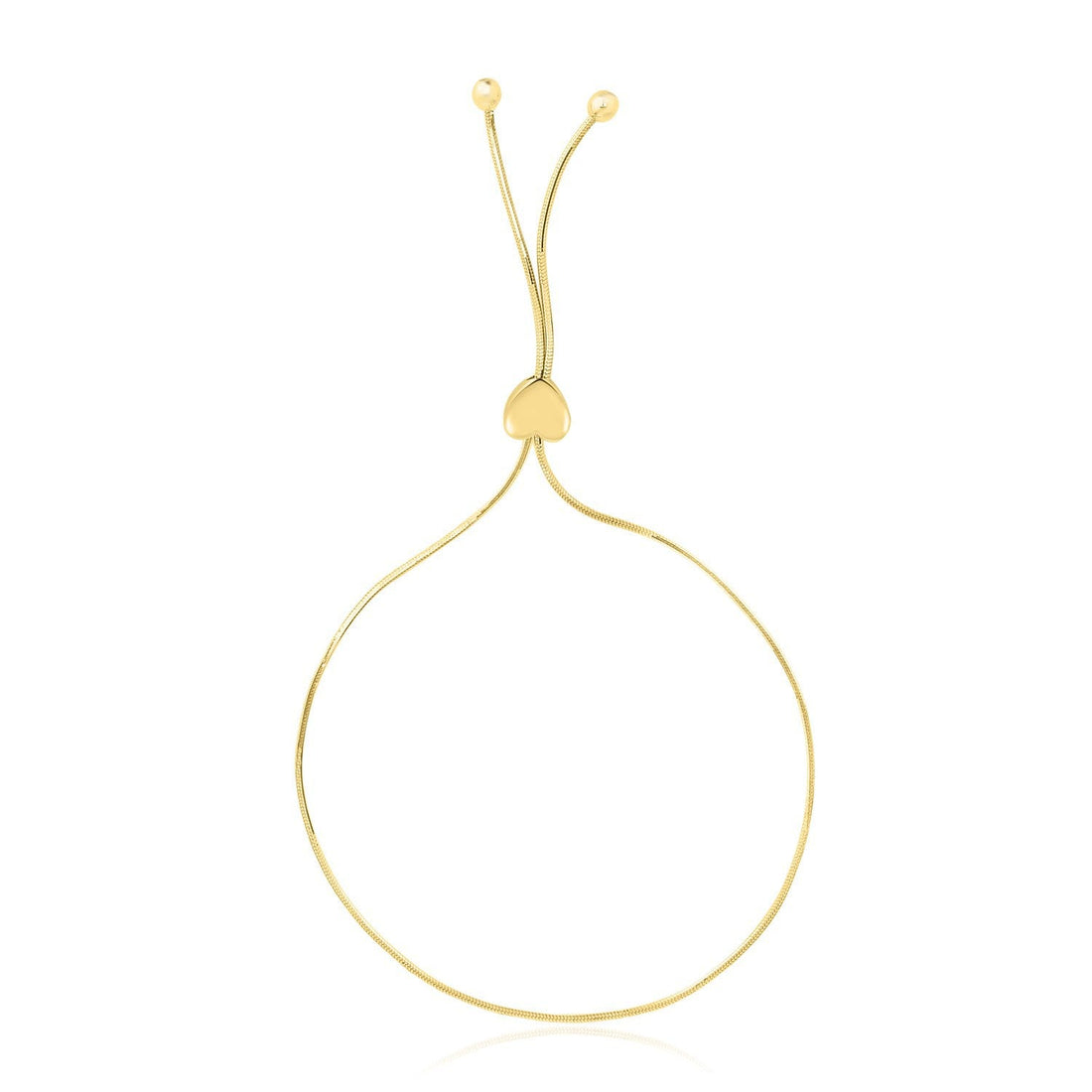 14k Yellow Gold Adjustable Lariat Style Heart Motif Bracelet by Bids.com