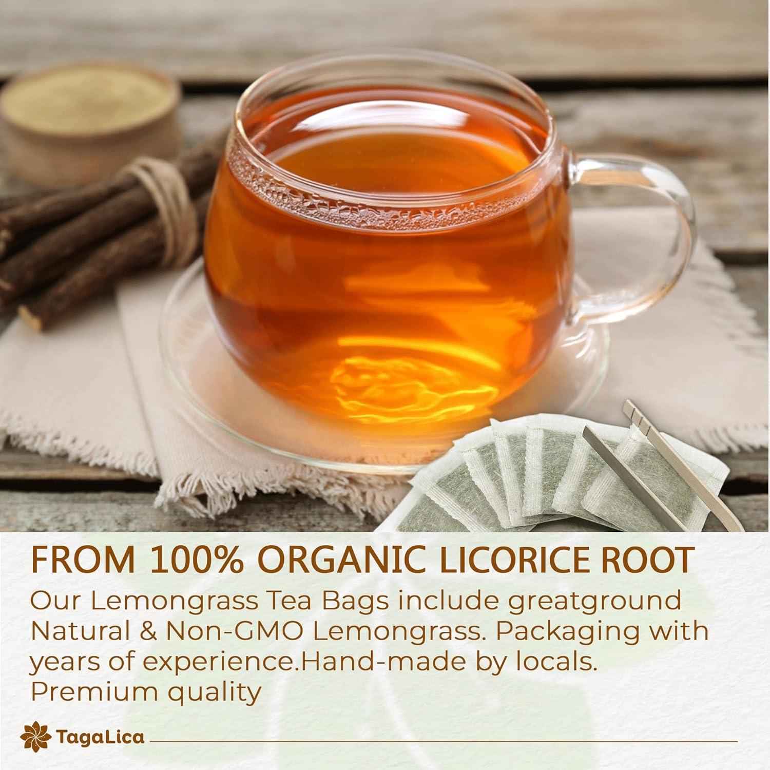 Premium Licorice Root Tea Bags, 100% Natural, Pure Licorice Root, Eco-Conscious Tea Bags, Licorice Root Herbal Tea, Licorice Root Tea. No Sugar, No Caffeine, No Gluten, Vegan