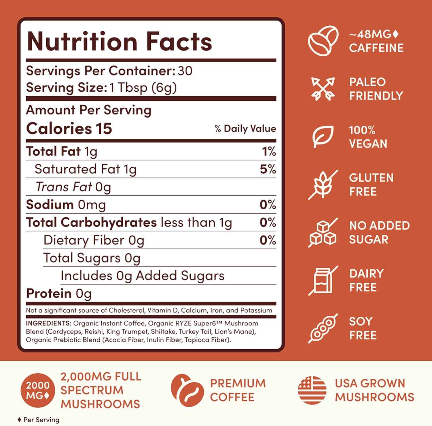 RYZE SUPERFOODS Mushroom Medium Roast Coffee Starter Kit, USDA Organic Instant Coffee with 6 Adaptogenic Mushrooms and for Energy, Focus, Digestion, Immunity with Lions Mane &amp; Turkey Tail 30 Serving