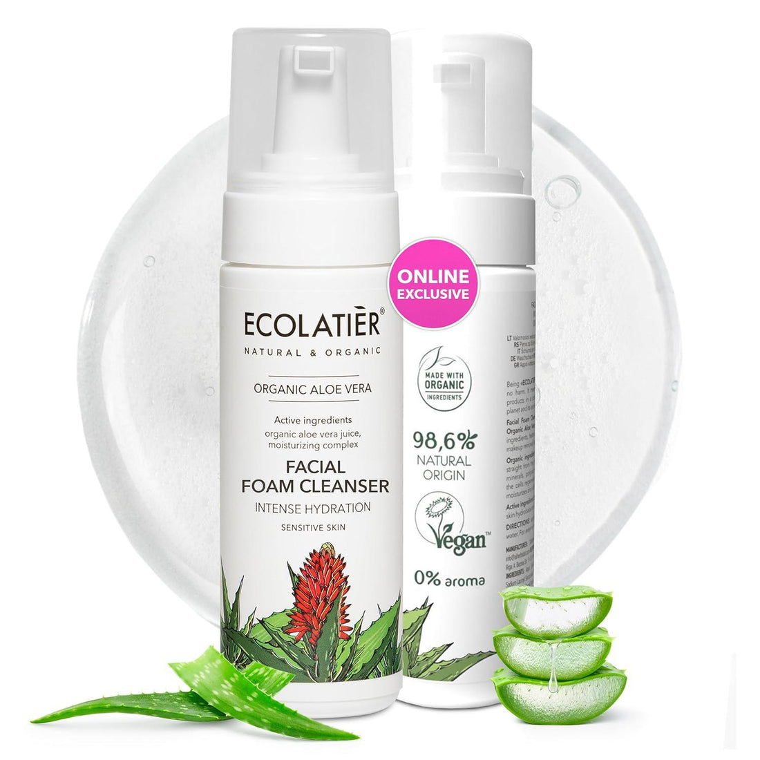 x-Facial Foam Cleanser Intense Hydration Organic Aloe Vera by Damask Rose