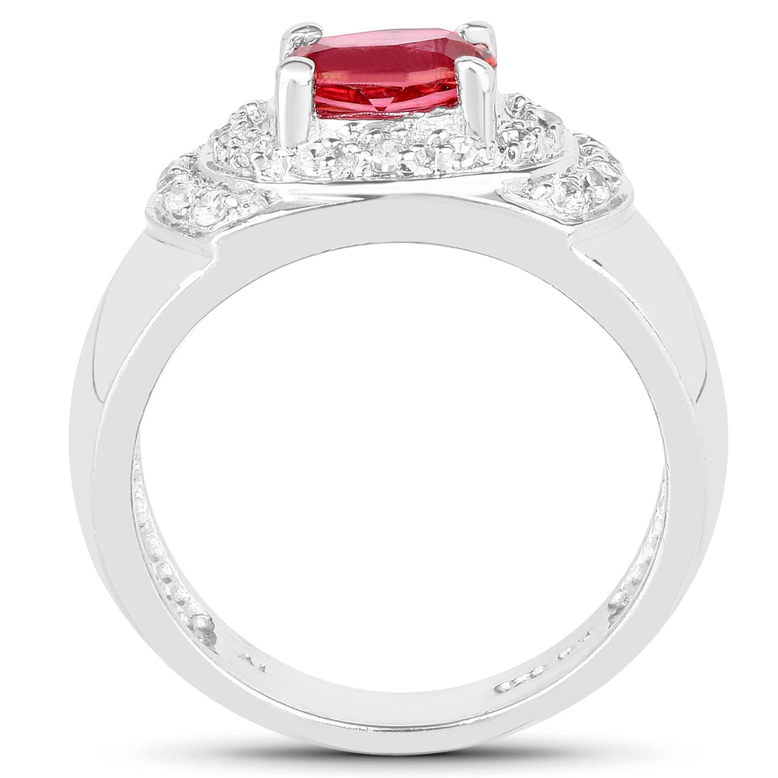 1.37 Carat Genuine Pink Topaz and White Cubic Zirconia .925 Sterling Silver Ring by Bids.com