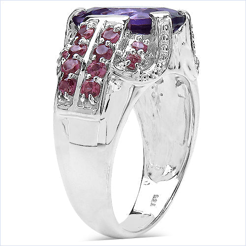 5.37 Carat Genuine Amethyst &amp; Rhodolite .925 Sterling Silver Ring by Bids.com