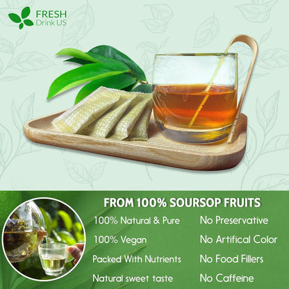 Premium Soursop Graviola Fruit Tea Bags, Tea Powder, 100% Natural and Pure from Soursop Fruits, Handmade, Made With Natural Materials-Corn Fiber Tea Bag, Sugar/Caffeine/Gluten Free, Hoja Guanabana Tea by FreshDrinkUS - Natural and Premium Herbal Tea