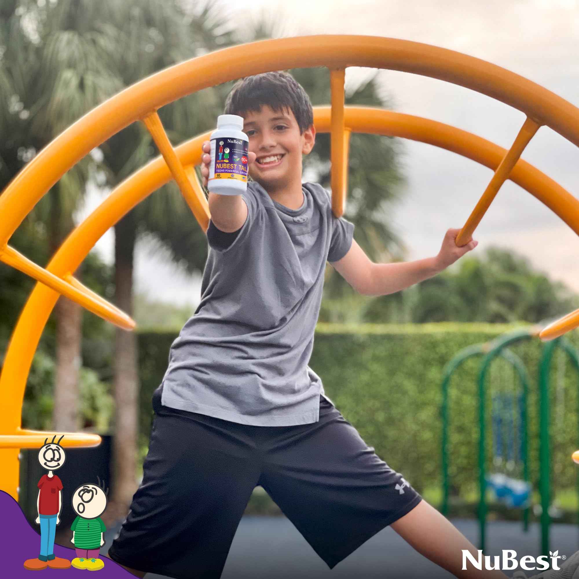 NuBest Tall 10+ Premium Bone Strength Formula, Enhanced Immunity and Overall Health for Age 10+ - Who Drink Milk Daily with Calcium, Vitamin D3, Vitamin K2, and Multivitamins - 60 Capsules