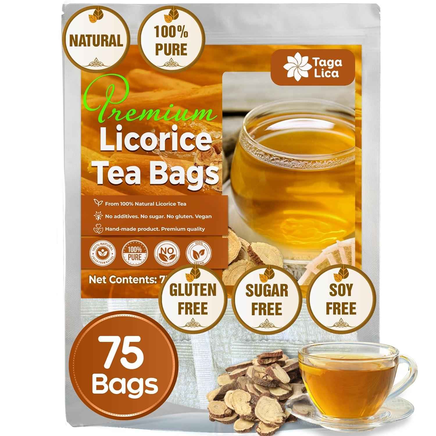 Premium Licorice Root Tea Bags, 100% Natural, Pure Licorice Root, Eco-Conscious Tea Bags, Licorice Root Herbal Tea, Licorice Root Tea. No Sugar, No Caffeine, No Gluten, Vegan