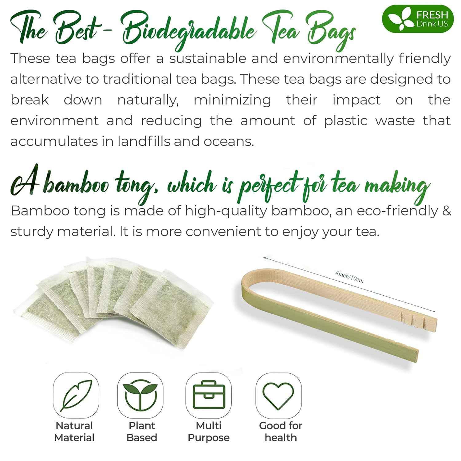 Premium Green Tea Bags, 100% Natural &amp; Pure from Green Tea. Green Herbal Tea. No Sugar, No Gluten, Vegan