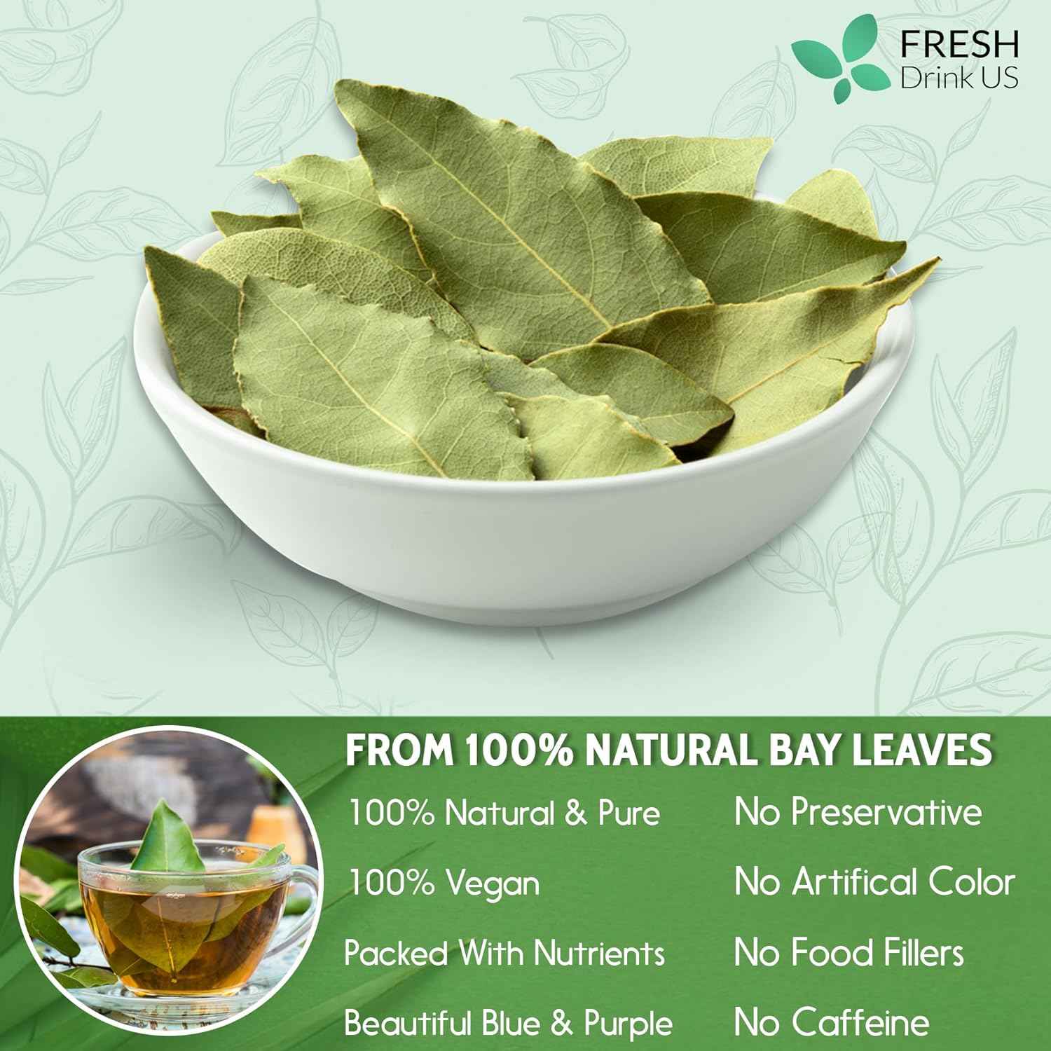 Premium Dried Bay Leaves, Tea Bags, Powder, Bay Leaves Spice, Whole Nice Leaves, Wildcrafted, Fresh Harvested, Bay Leaves For Cooking, Sugar-Free, Gluten Free, Caffeine Free, Vegan