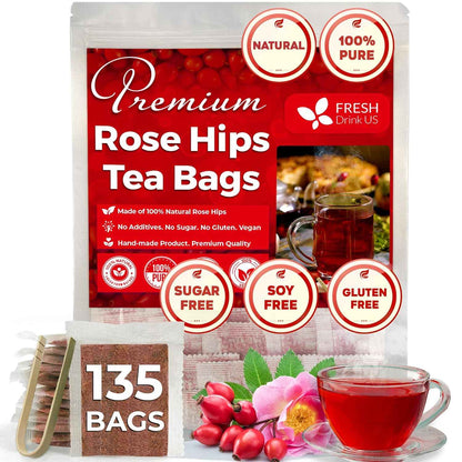 Premium Rosehip Tea Bags, 100% Natural &amp; Pure from Rose Hip Fruits.