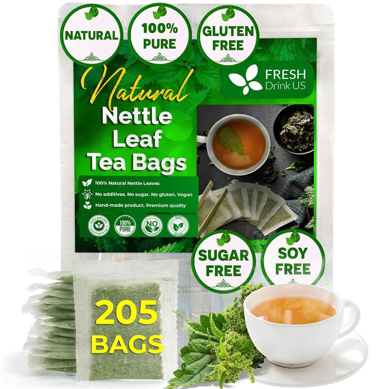 Premium Nettle Leaf Tea Bags, 100% Natural &amp; Pure, Stinging Nettle Leaf Tea, Nettle Leaf Tea, Burn Nettle, Stinging Nettle, Nettle Tea, Stinger Tea, No Sugar/Caffeine &amp; Gluten, Vegan