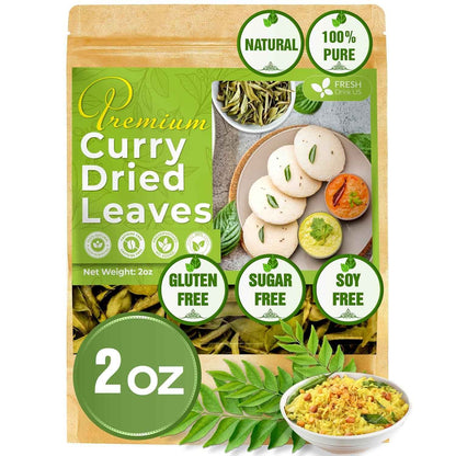 Premium Curry Leaves, Whole Dried Leaves, 100% Natural, Pure Curry Leaves, Hand-made, Wildcrafted, Indian Spice for Cooking, Curry Leaf Dried, No Additives, No Gluten, Vegan