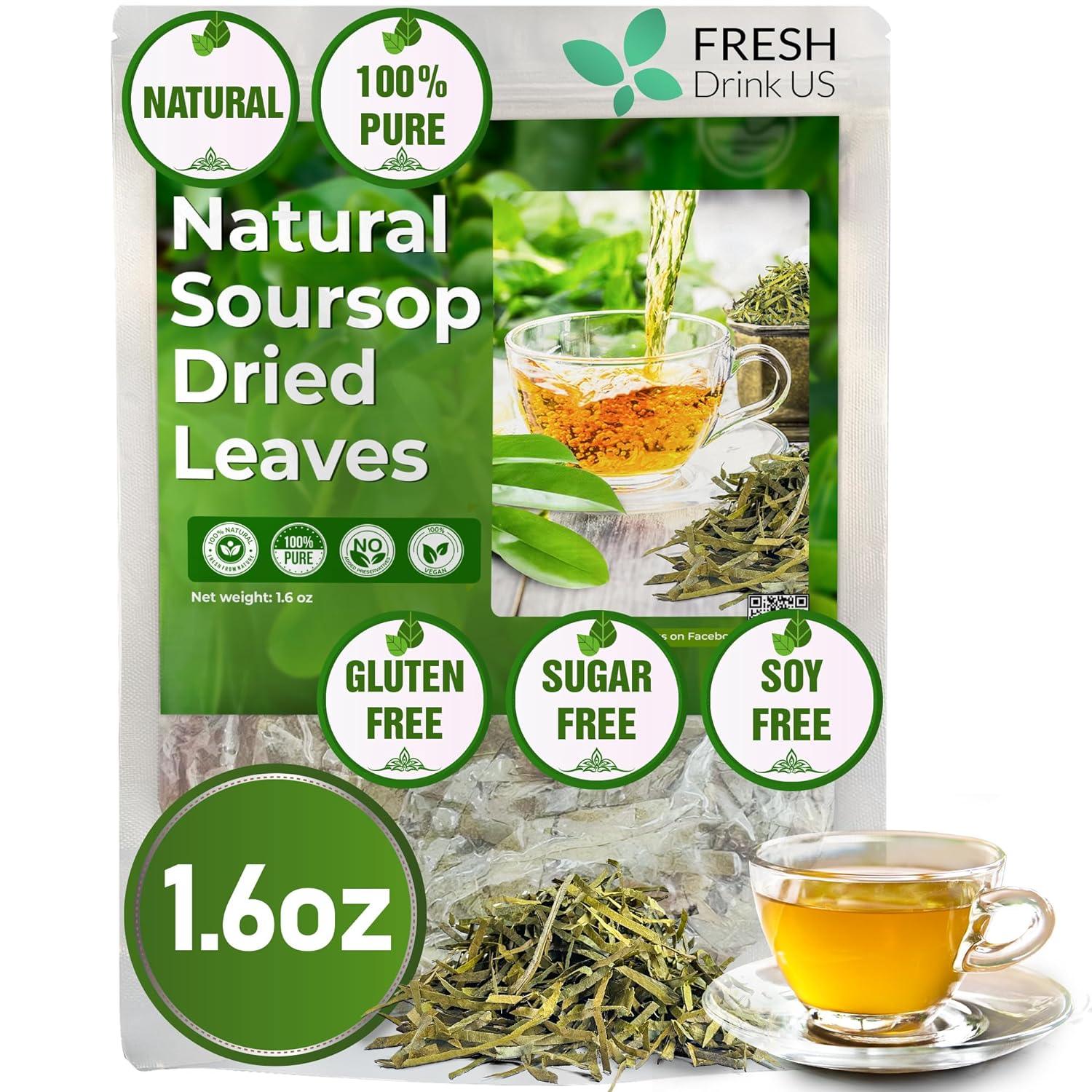 40 Premium Soursop Graviola Leaf Tea Bags, 100% Natural and Pure from Soursop Leaves, Handmade, Made With Natural Materials-Corn Fiber Tea Bag, Sugar/Caffeine/Gluten Free, Hoja Guanabana Tea by FreshDrinkUS - Natural and Premium Herbal Tea