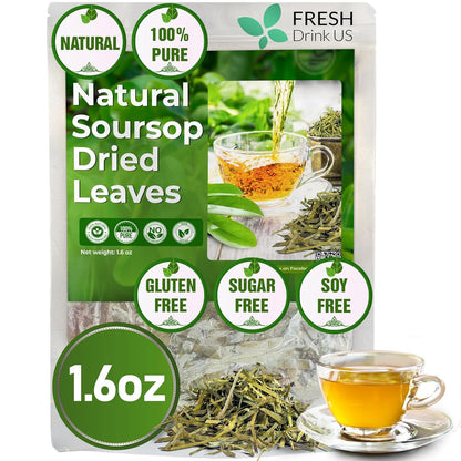 40 Premium Soursop Graviola Leaf Tea Bags, 100% Natural and Pure from Soursop Leaves, Handmade, Made With Natural Materials-Corn Fiber Tea Bag, Sugar/Caffeine/Gluten Free, Hoja Guanabana Tea by FreshDrinkUS - Natural and Premium Herbal Tea