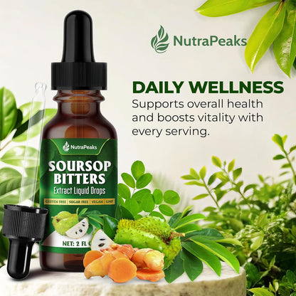 Soursop Bitters Liquid Drops – Premium Herbal Blend with Soursop Leaves, Black Seed, Moringa, Ashwagandha, Senna, Goat Weed &amp; Ginger, 2 fl oz by FreshDrinkUS - Natural and Premium Herbal Tea