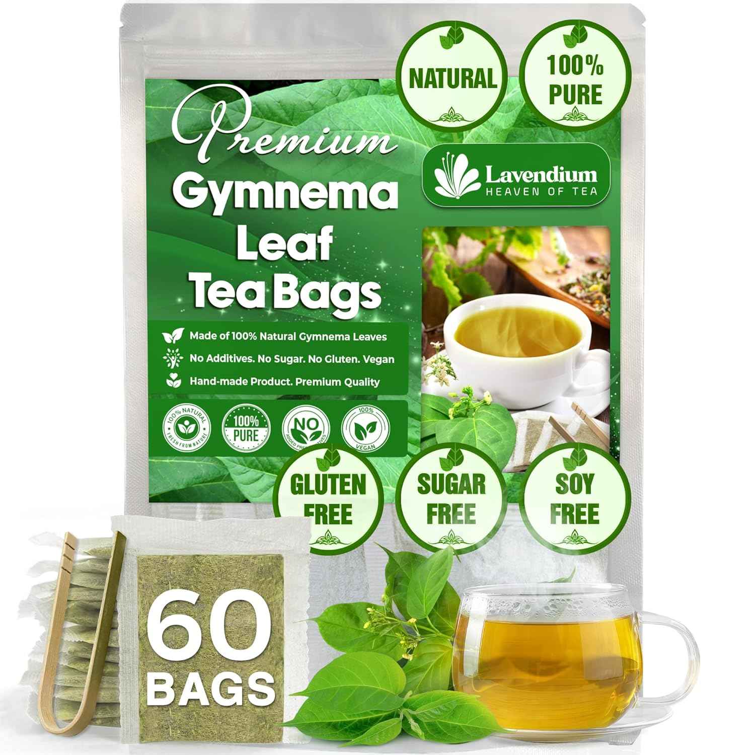 Premium Gymnema Leaf Tea Bags for Diabetics, 100% Natural &amp; Pure from Gymnema Leaves.