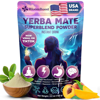 Yerba Mate Instant Tea Powder | Superfood Energy & Focus Blend by FreshDrinkUS - Natural and Premium Herbal Tea