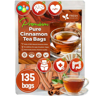 Pure Cinnamon Tea, 100% Natural & Pure Cinnamon. Cinnamon Herbal Tea. Cinnamon Stick Herbal Spice Tea. No Sugar, No Caffeine, No Gluten, Vegan.