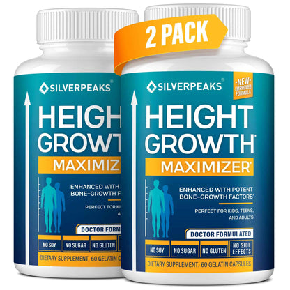 SILVERPEAKS Growth Capsules to Grow Taller - Height Growth Maximizer with Calcium for Bone Strength - Made in USA - Natural Get Taller Supplement - Free of Growth Hormone