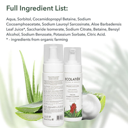 x-Facial Foam Cleanser Intense Hydration Organic Aloe Vera by Damask Rose