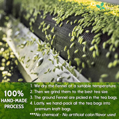 Premium Fennel Tea Bags, 100% Natural &amp; Pure from Fennel Seeds. Fennel Seed Herbal Tea. Fennel Seed Tea. Made with Natural Material Tea Bags. No Sugar, No Caffeine, No Gluten, Vegan.