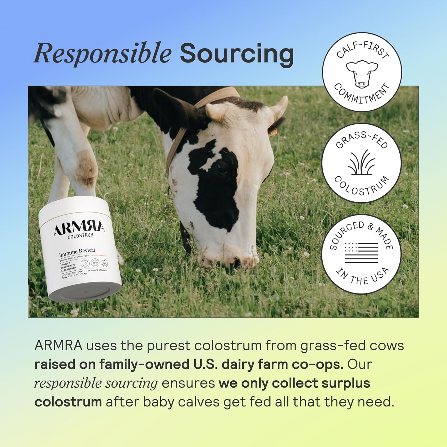 ARMRA Colostrum™ Powder | Unflavored | Gut Health &amp; Bloating | Skin &amp; Hair | Immunity | Keto, Gluten &amp; Fat-Free | 120 Servings by VAH