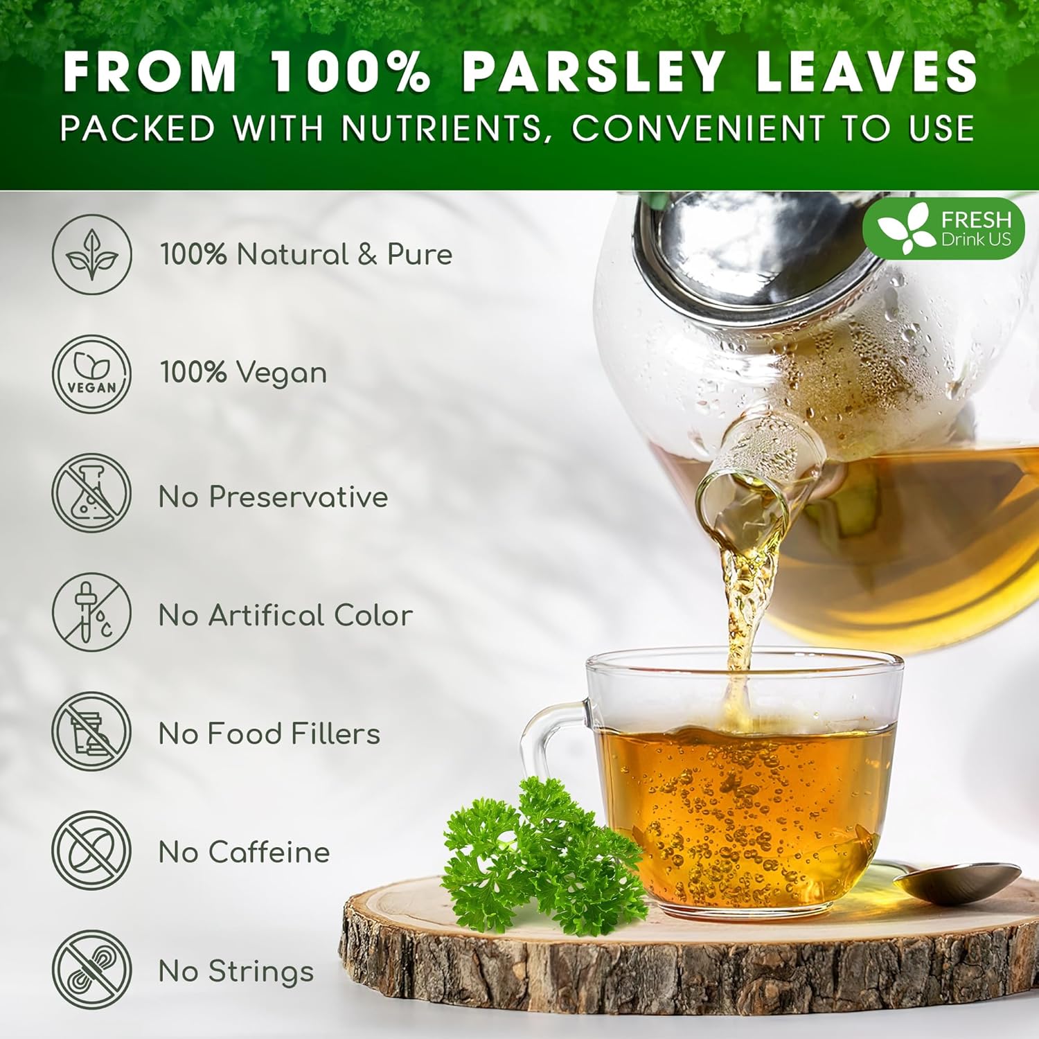 Premium Parsley Leaf Tea Bags, 100% Natural &amp; Pure from Parsley Leaves. by FreshDrinkUS - Natural and Premium Herbal Tea