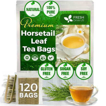 Premium Horsetail Leaf Tea Bags, 100% Natural &amp; Pure from Horsetail Loose Leaves Herbal Tea. No Sugar, No Caffeine, No Gluten, Vegan.