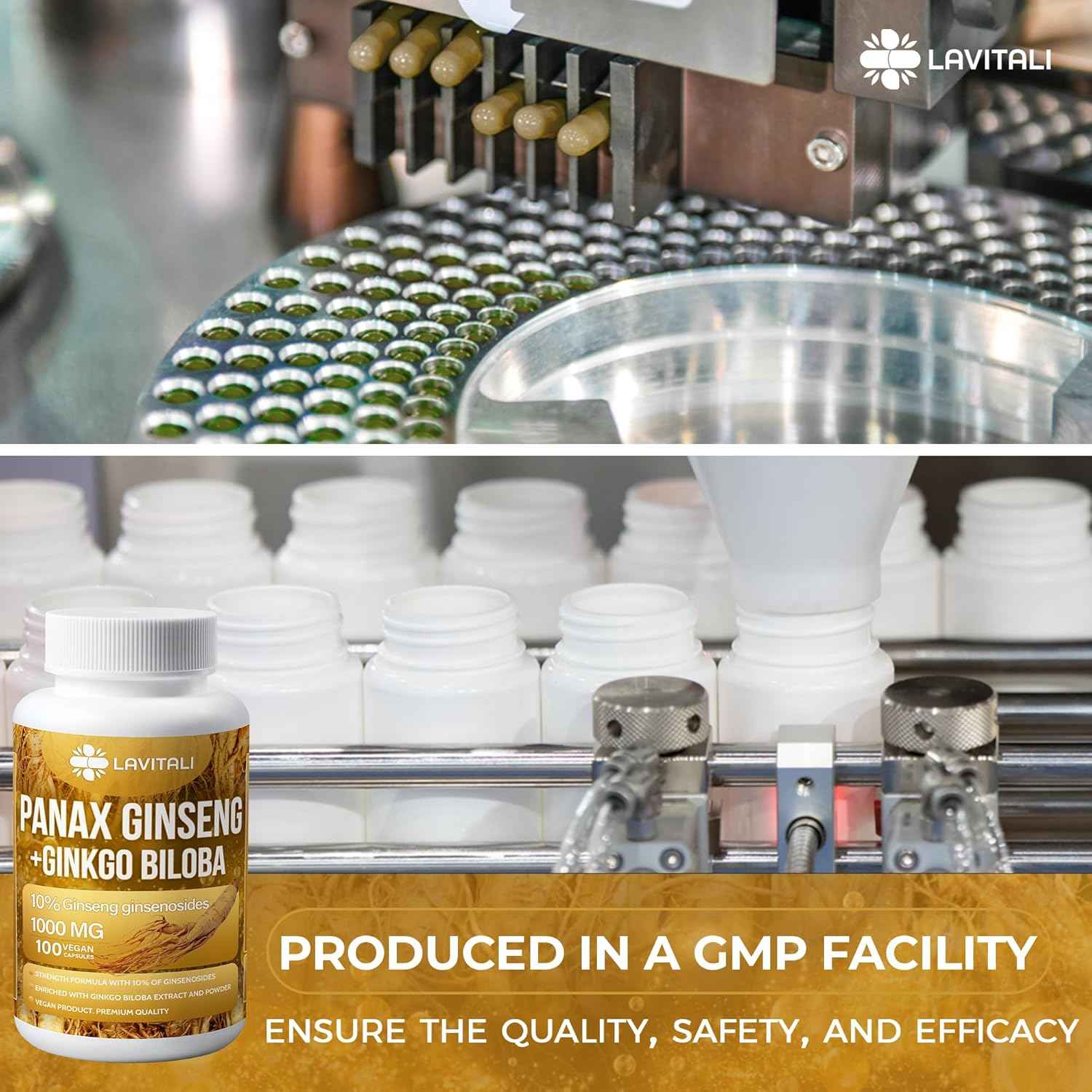 Ginseng &amp; Ginkgo Biloba Veggie Capsules, Non-GMO, Vegan, Gluten Free, Dairy Free