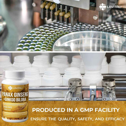 Ginseng &amp; Ginkgo Biloba Veggie Capsules, Non-GMO, Vegan, Gluten Free, Dairy Free