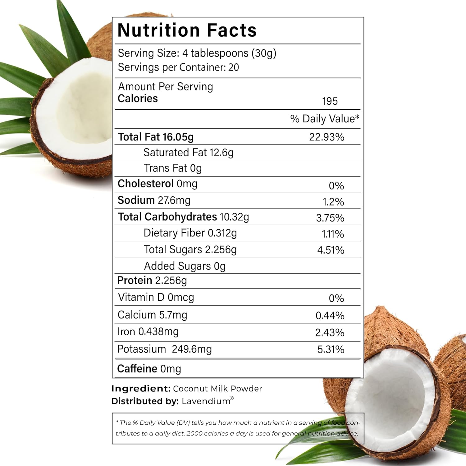20oz Coconut Milk Powder, 100% Natural, Unsweetened, Perfect for Cake, Coffee, Tea, Creamer Alternative, No Additives, No Gluten, Vegetarian. by FreshDrinkUS - Natural and Premium Herbal Tea